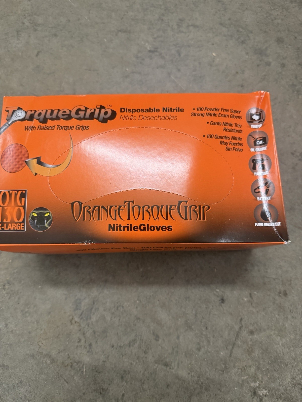 TorqueGrip Orange Torque Grip Nitrile Disposable Gloves X-Large Powder-Free