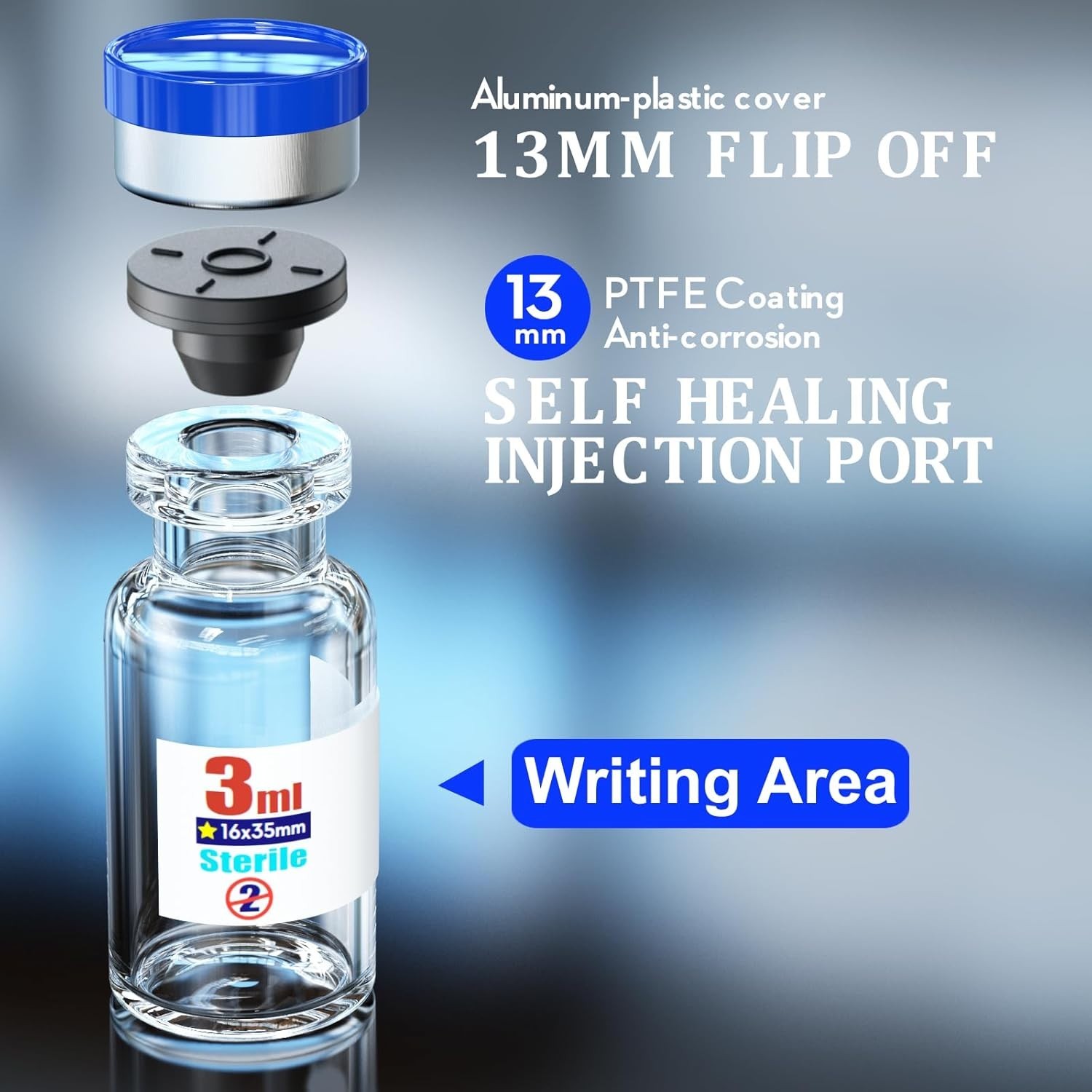 High-Quality 3ml Sterile Vials with Self Healing Port – Ideal for Medical Use