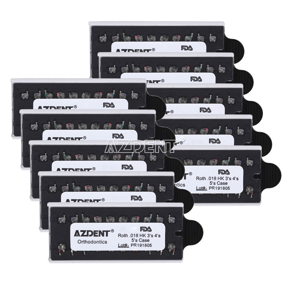10X AZDENT Dental Orthodontic MIM Monoblock Bracket Brace Mini Roth 018 Hook 345