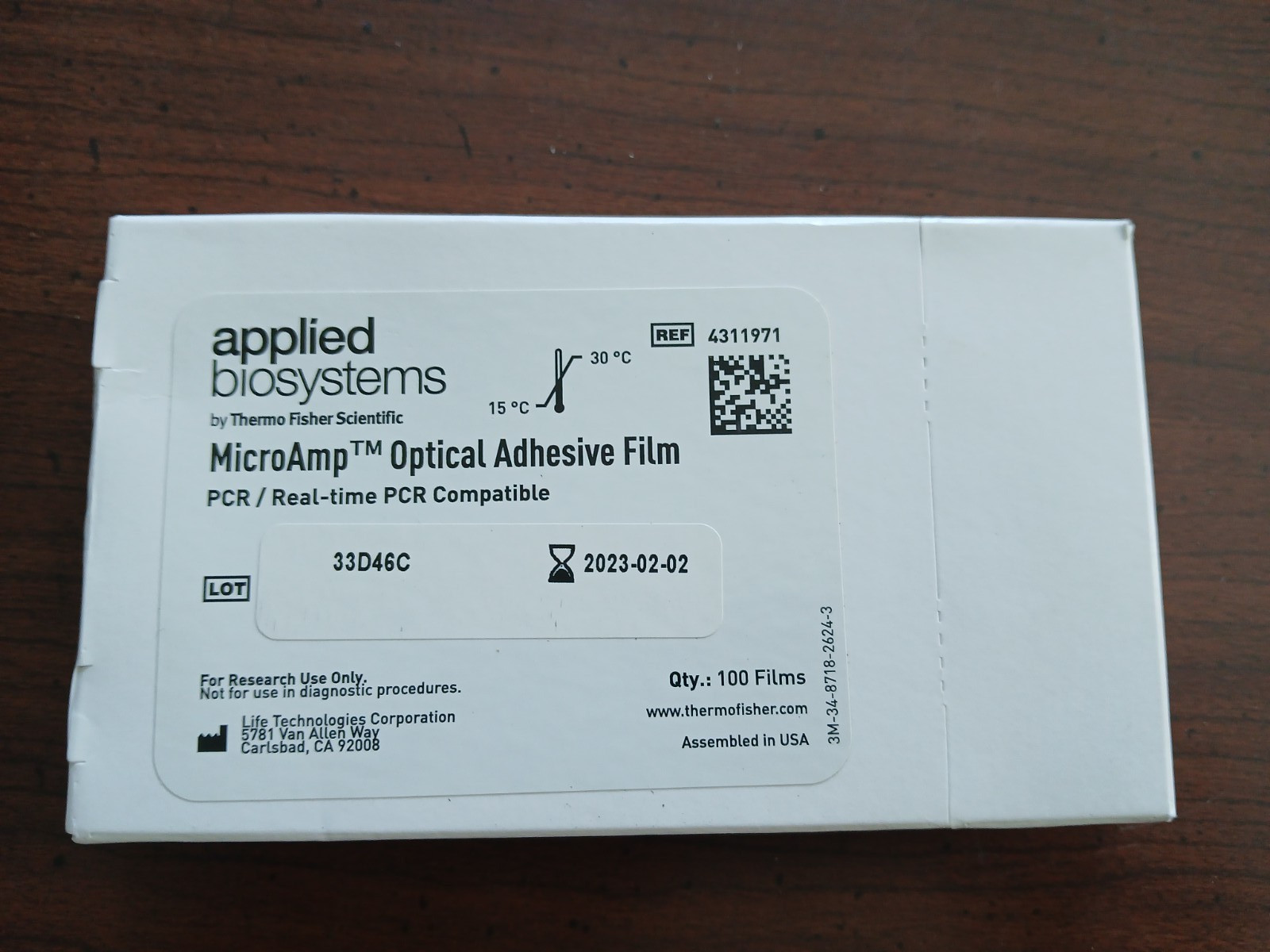 Applied Biosystems MicroAmp Optical Adhesive Film – 4311971 – 30/pk Exp. 2023