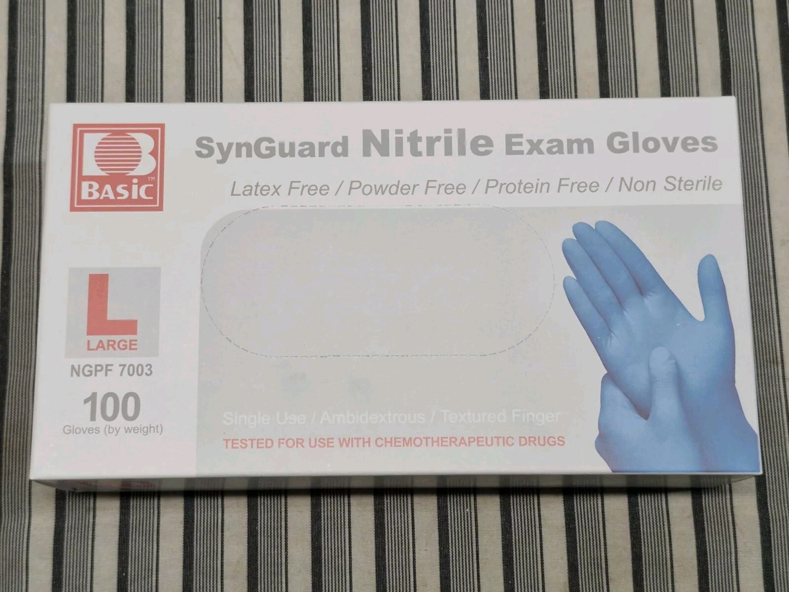 Basic Synguard Nitrile Exam Gloves Size Large 100 Count