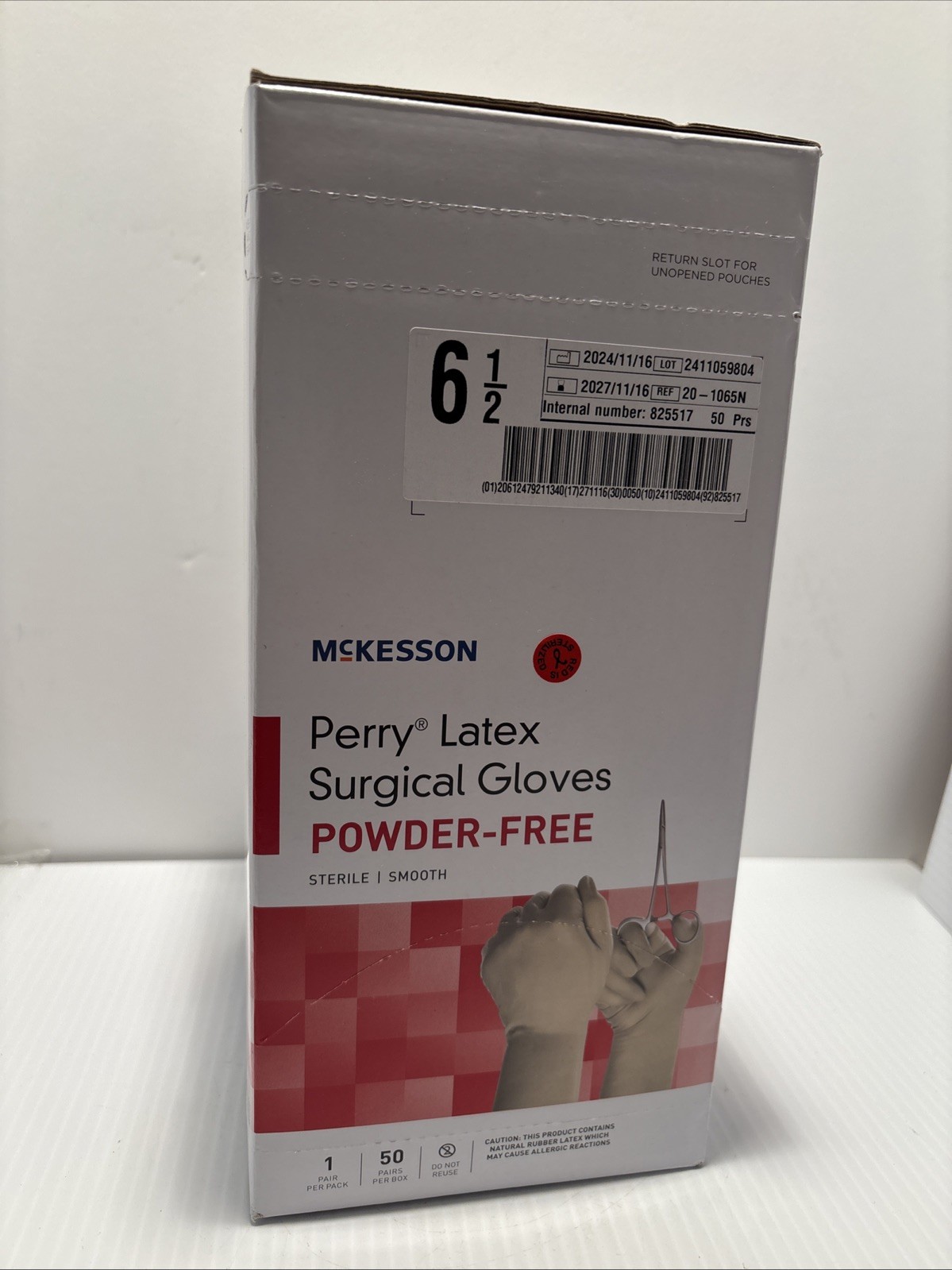McKesson Perry Latex Surgical Glove Standard Cuff Length SIZE 6.5 50 per Box