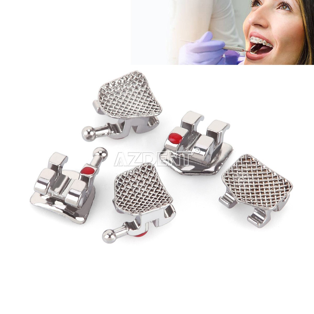 AZDENT Dental Orthodontic Brackets Braces Standard Roth Slot.022 Hooks 345 FDA