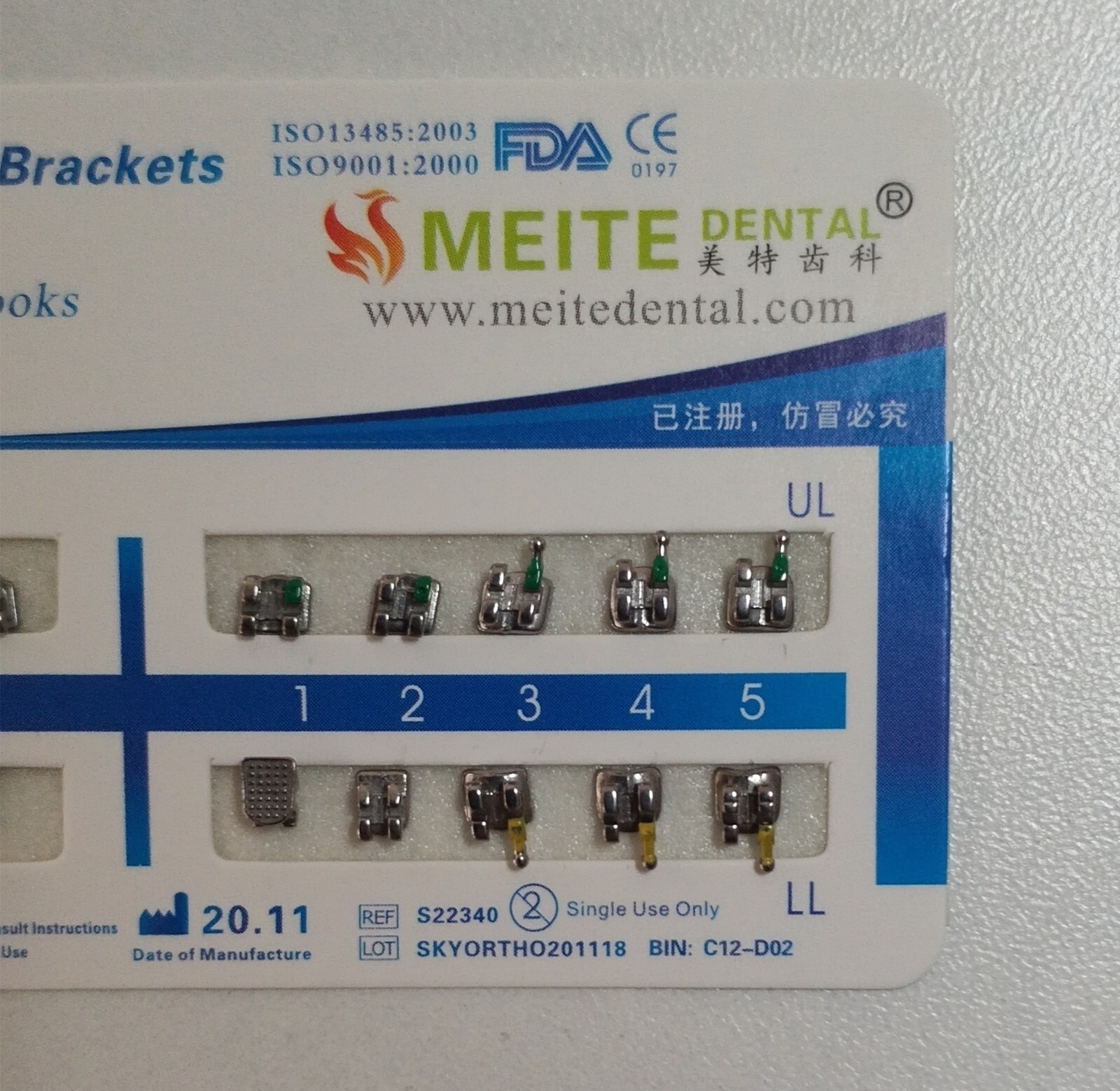 10Sets Dental Orthodontic Brackets MIM Monoblock Mini Roth MBT 022 018 345 Hooks