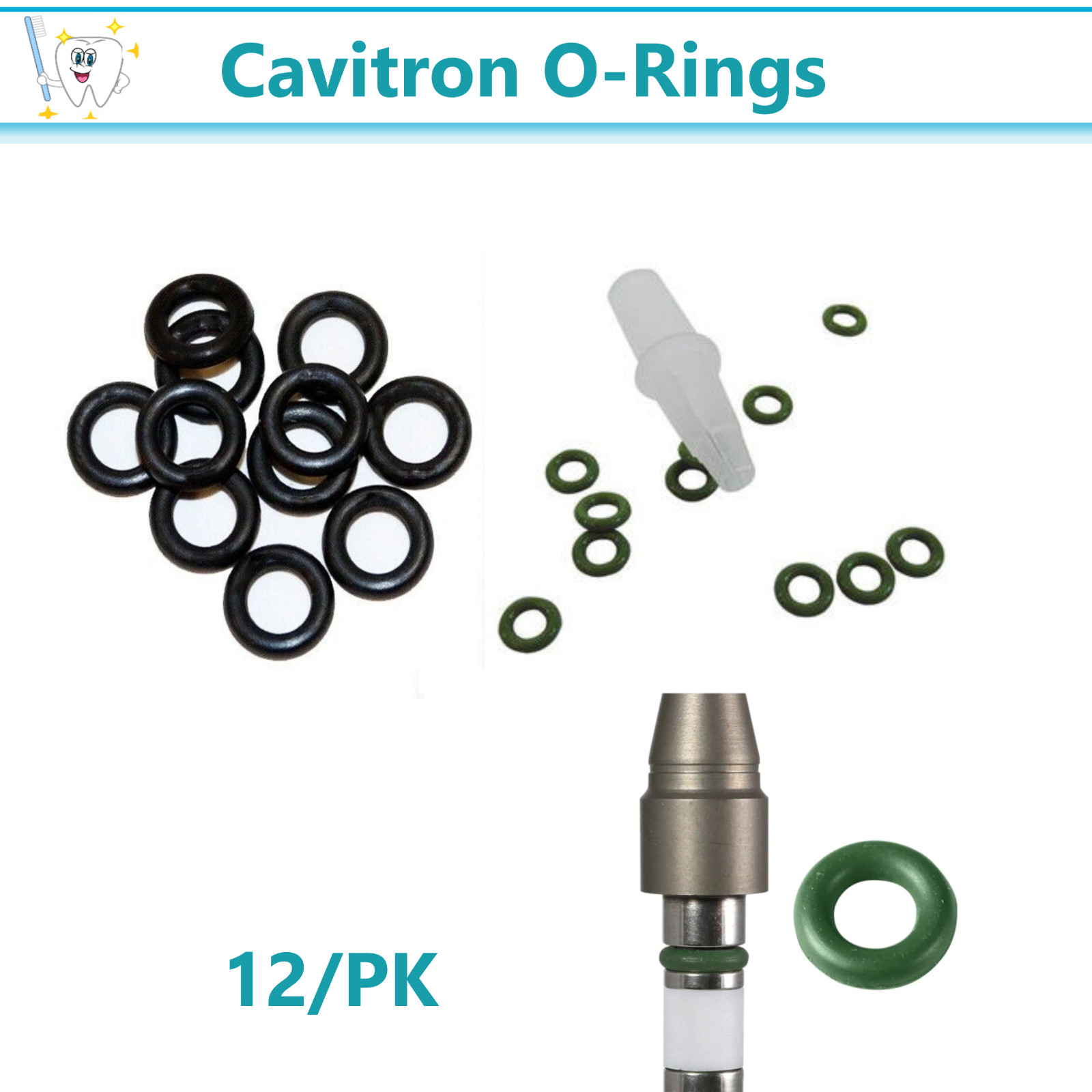 Cavitron O-Rings Green Ultrasonic Insert O-Rings Green or Black, 12/Pk