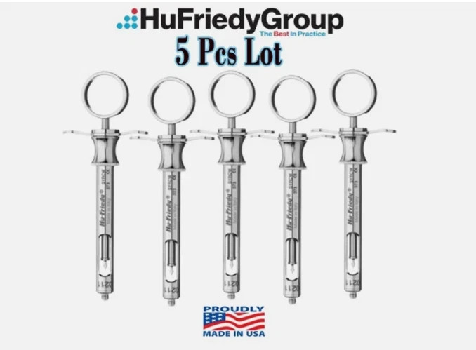Lot of 5 Hu-Friedy CW Style Dental Anesthetic Aspirating 1.8ml Syringe SYRCW