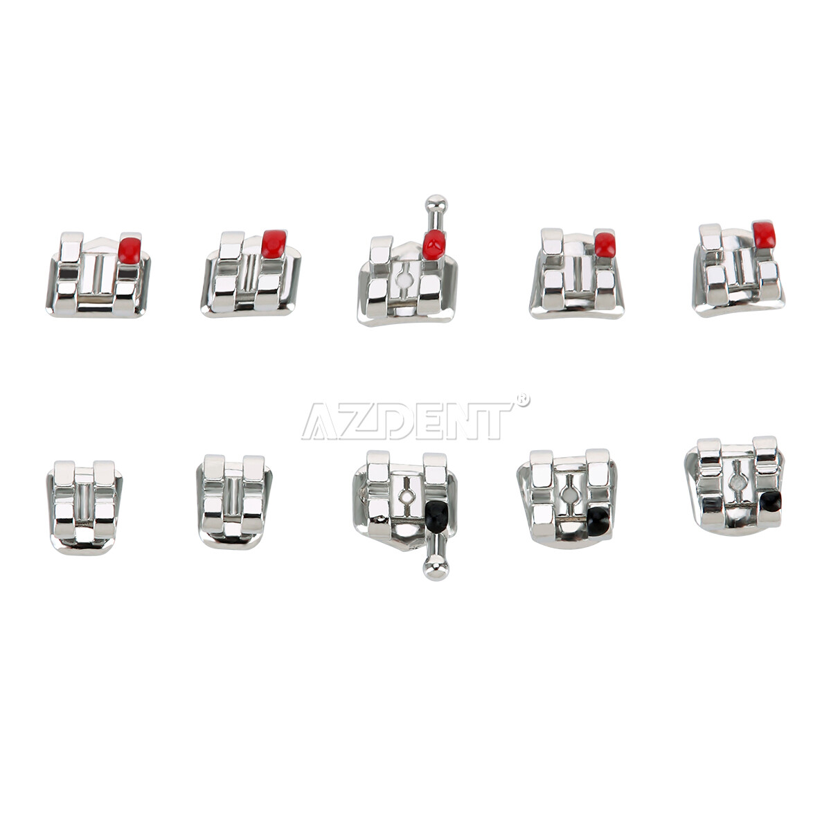 AZDENT Dental Orthodontic Brackets Braces Standard & Mini Roth & MBT Hooks 3-4-5