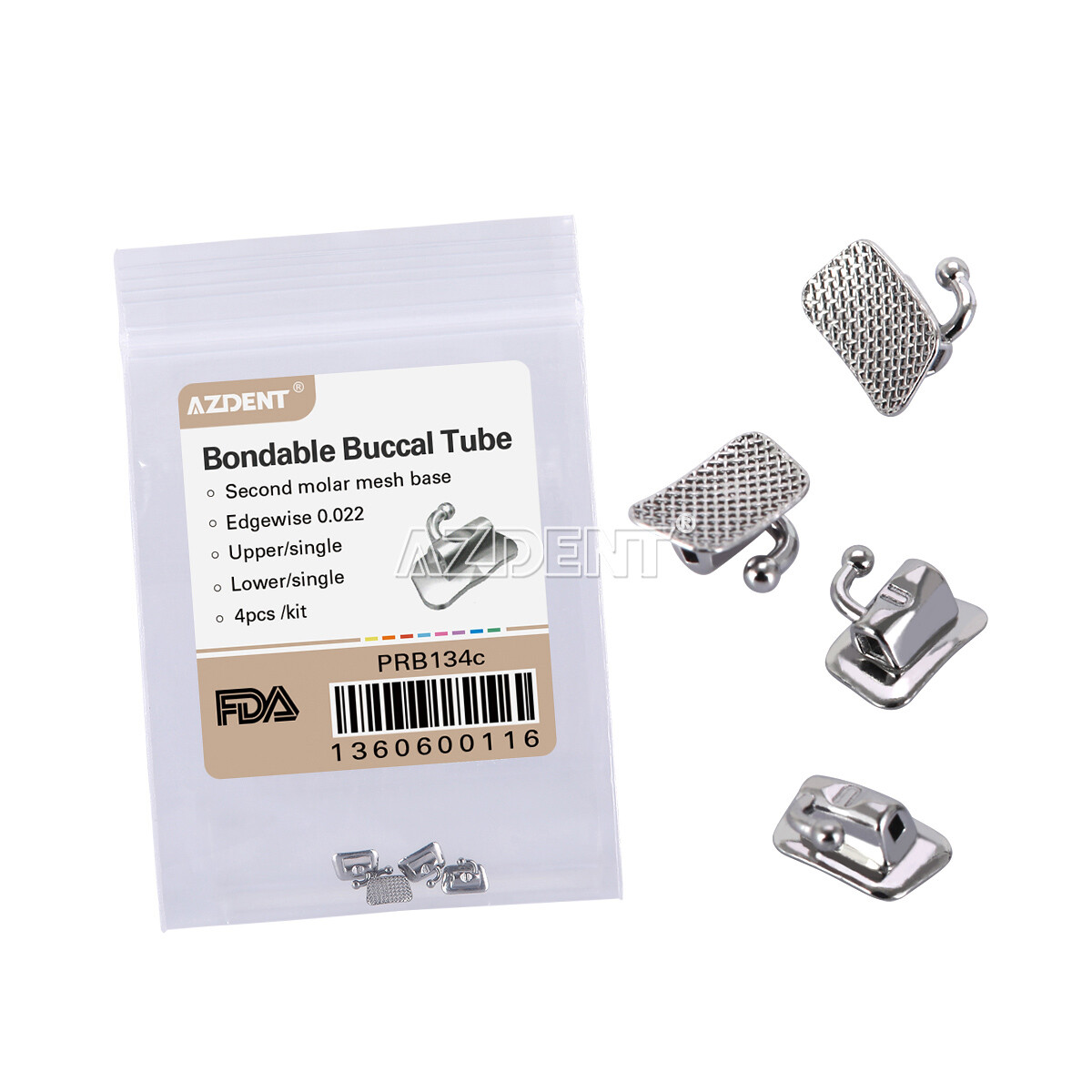 Dental Orthodontic Buccal Tubes 2nd Molar Edgewise.022 Bondable Non-Conv AZDENT