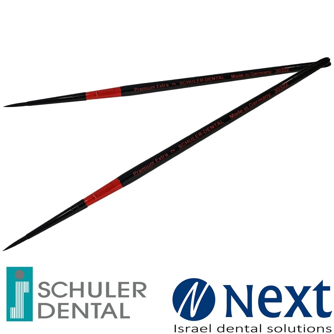 Lot x 2 Schuler Dental Lab ceramic brush premium Synthetic hair black Germany 2