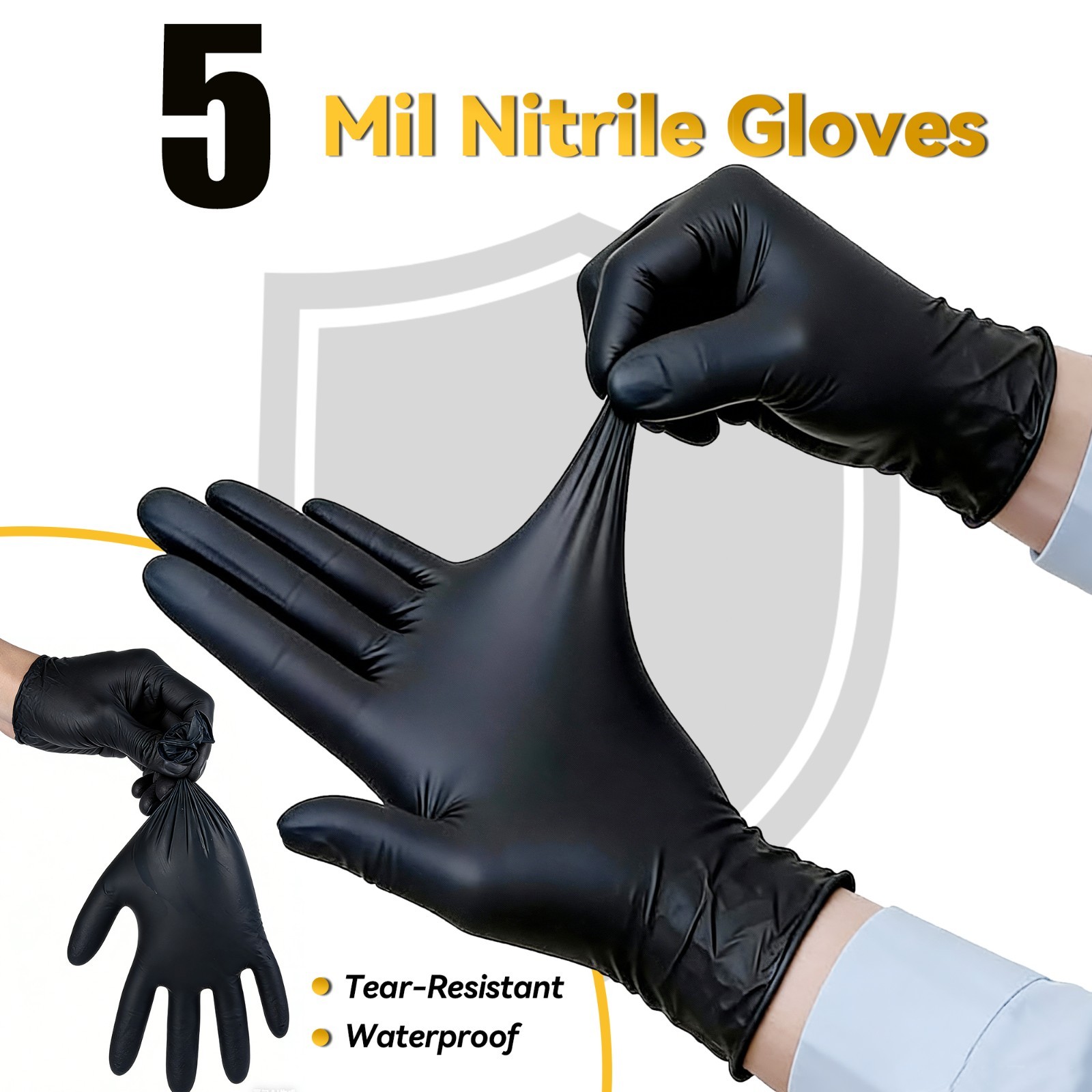Disposable Nitrile Gloves Combo Blue 4.5Mil & Black 5Mil Powder-Free Heavy Duty