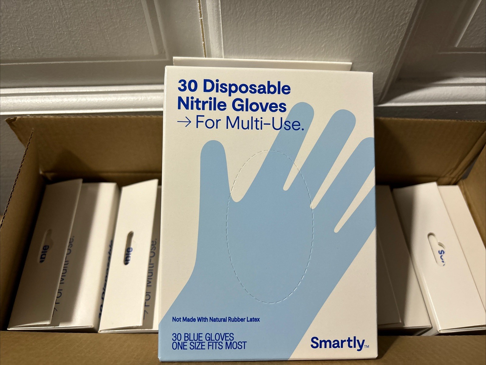 6 Boxes Nitrile Disposable Blue Gloves 30 Count For Multi-Use One Size Fit Most