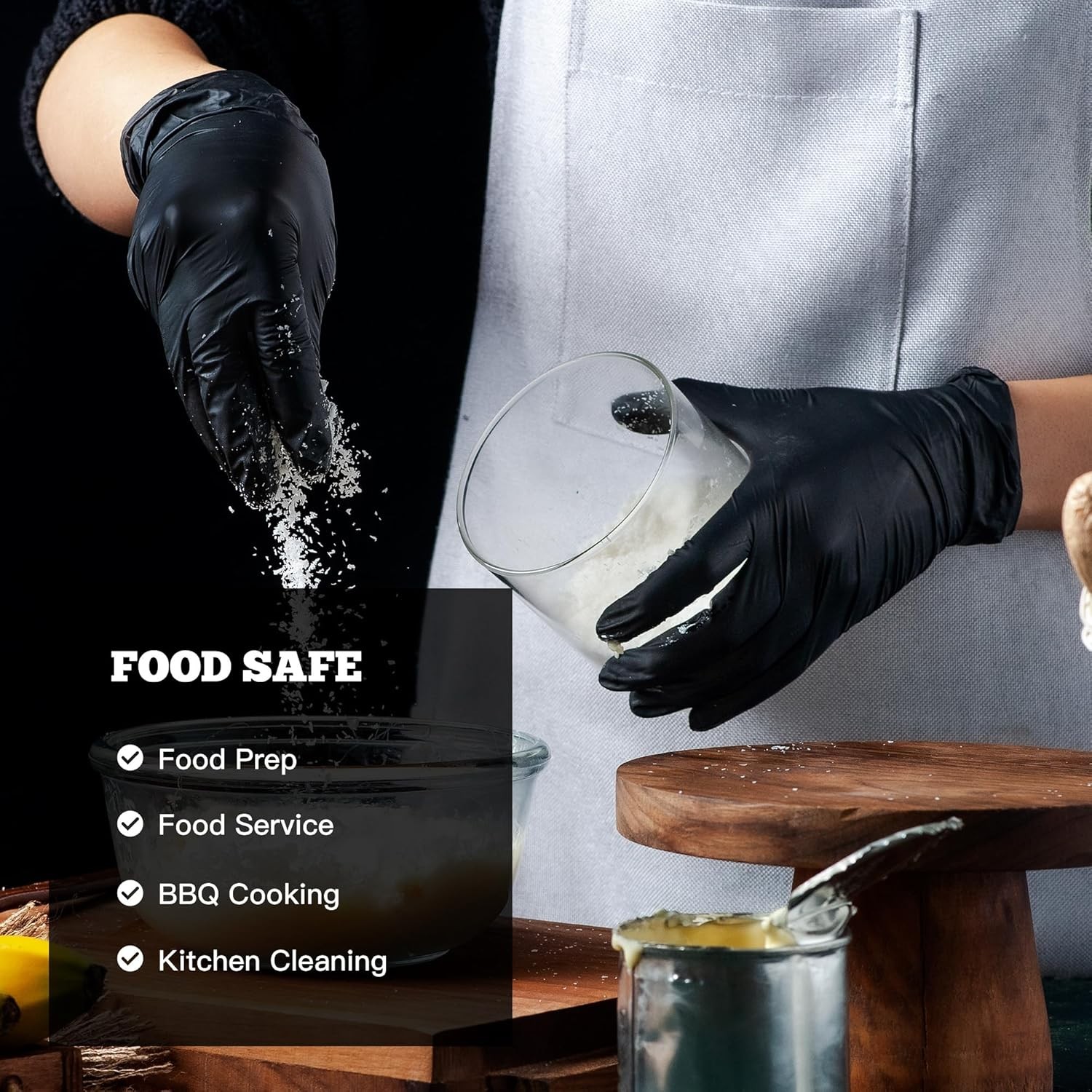 Black Nitrile Exam Gloves 6Mil Disposable Heavy Duty Latex-Free Food Safe