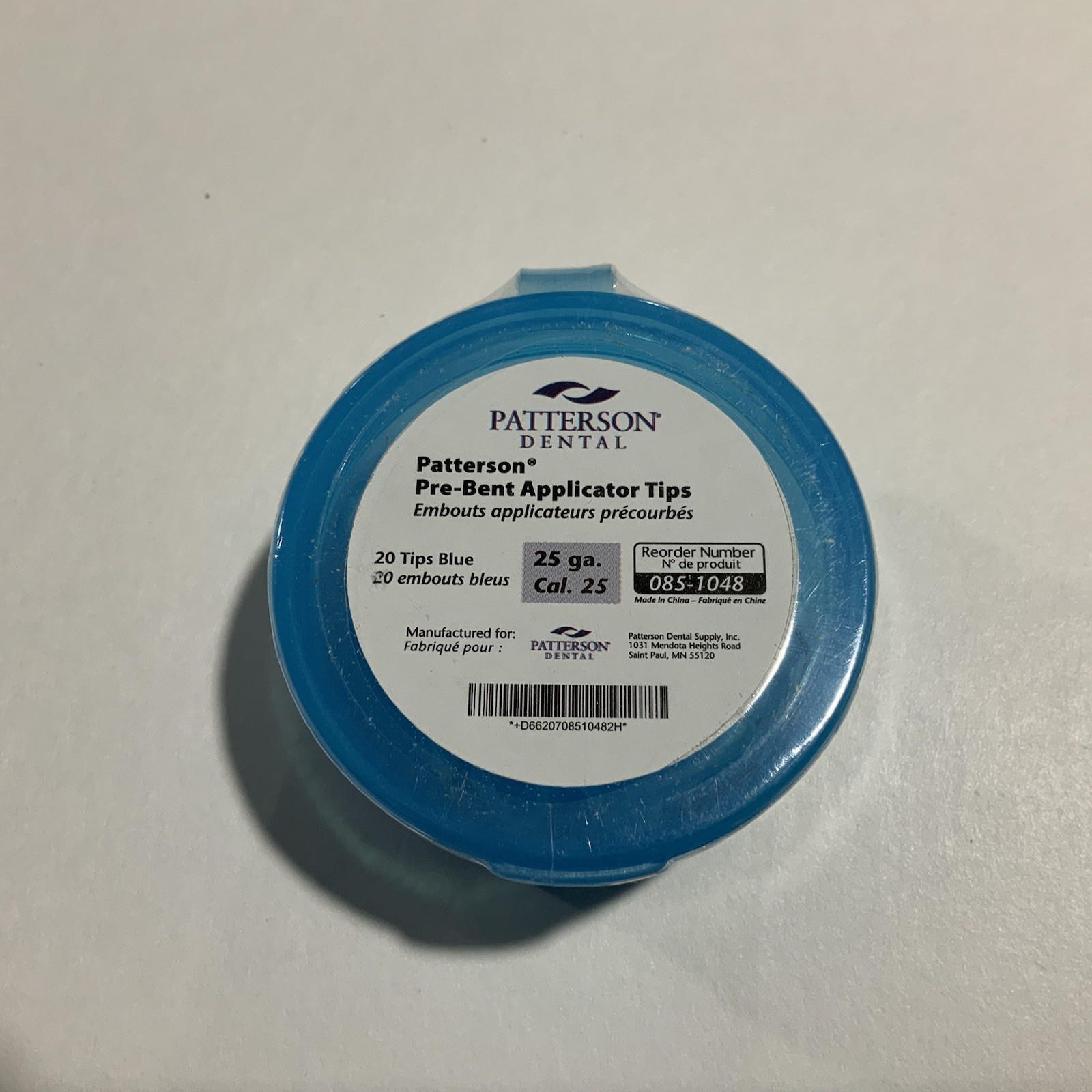 Patterson Pre-Bent Applicator Tips, Blue 25 gauge 085-1048 (20 tips)