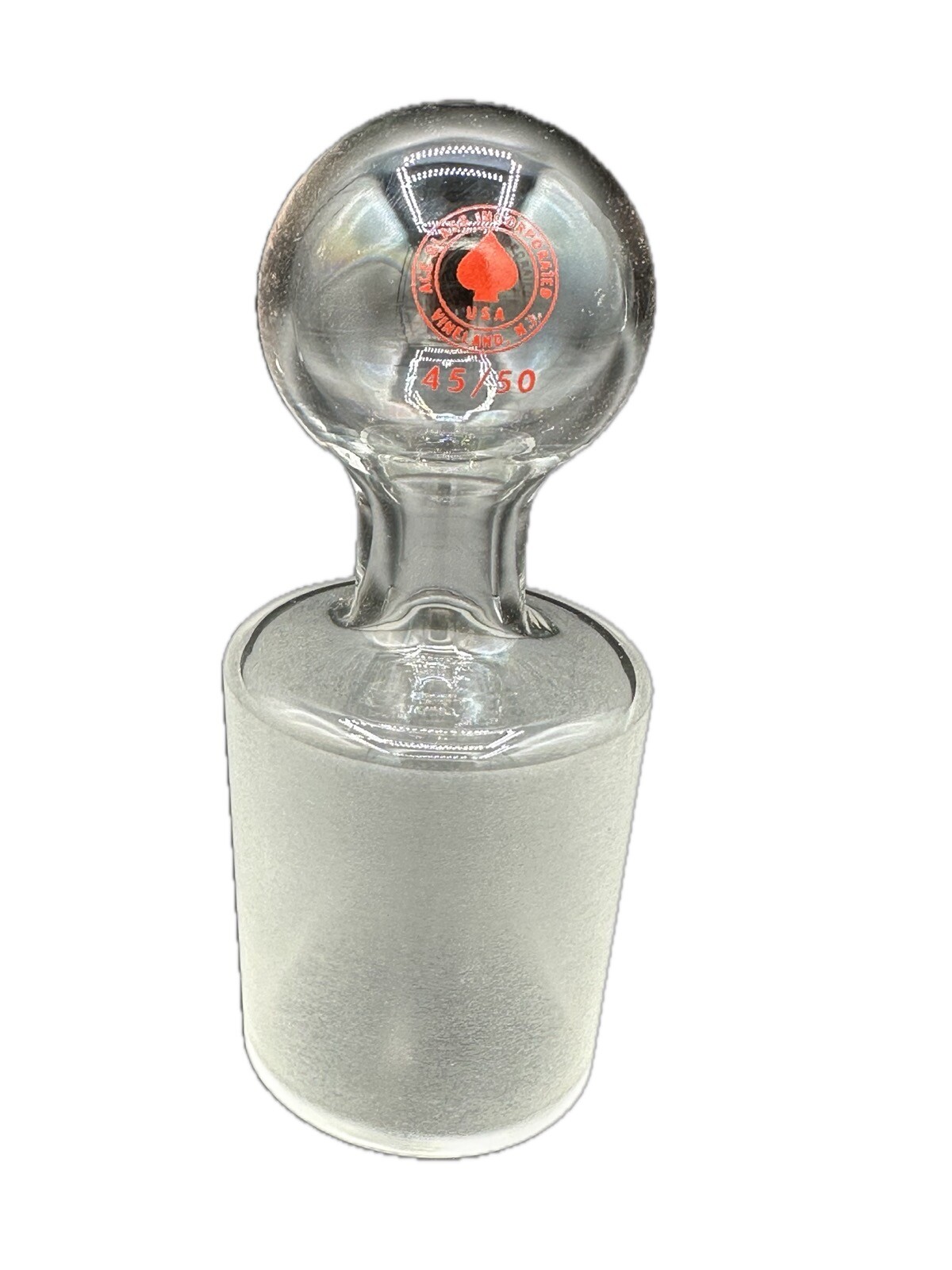 ACE GLASS Hollow Ball Top Full Length 45/50 Inner Ground Joint Stopper 8250-20