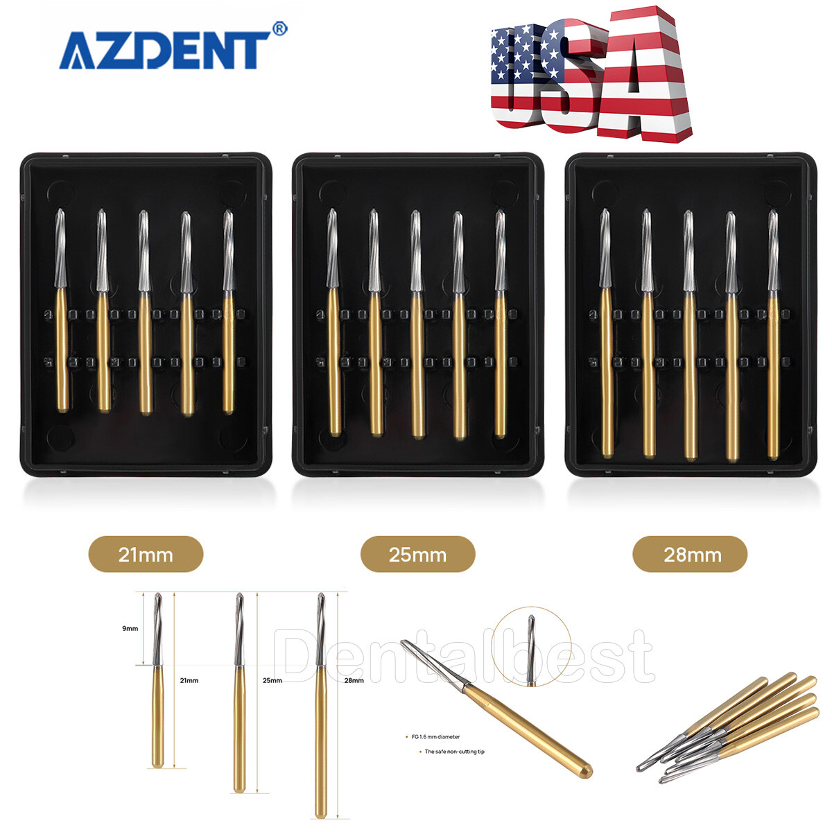 Dental Endo-Z Tungsten Carbide Burs High Speed FG 1.6mm For Shaping Refining AZ