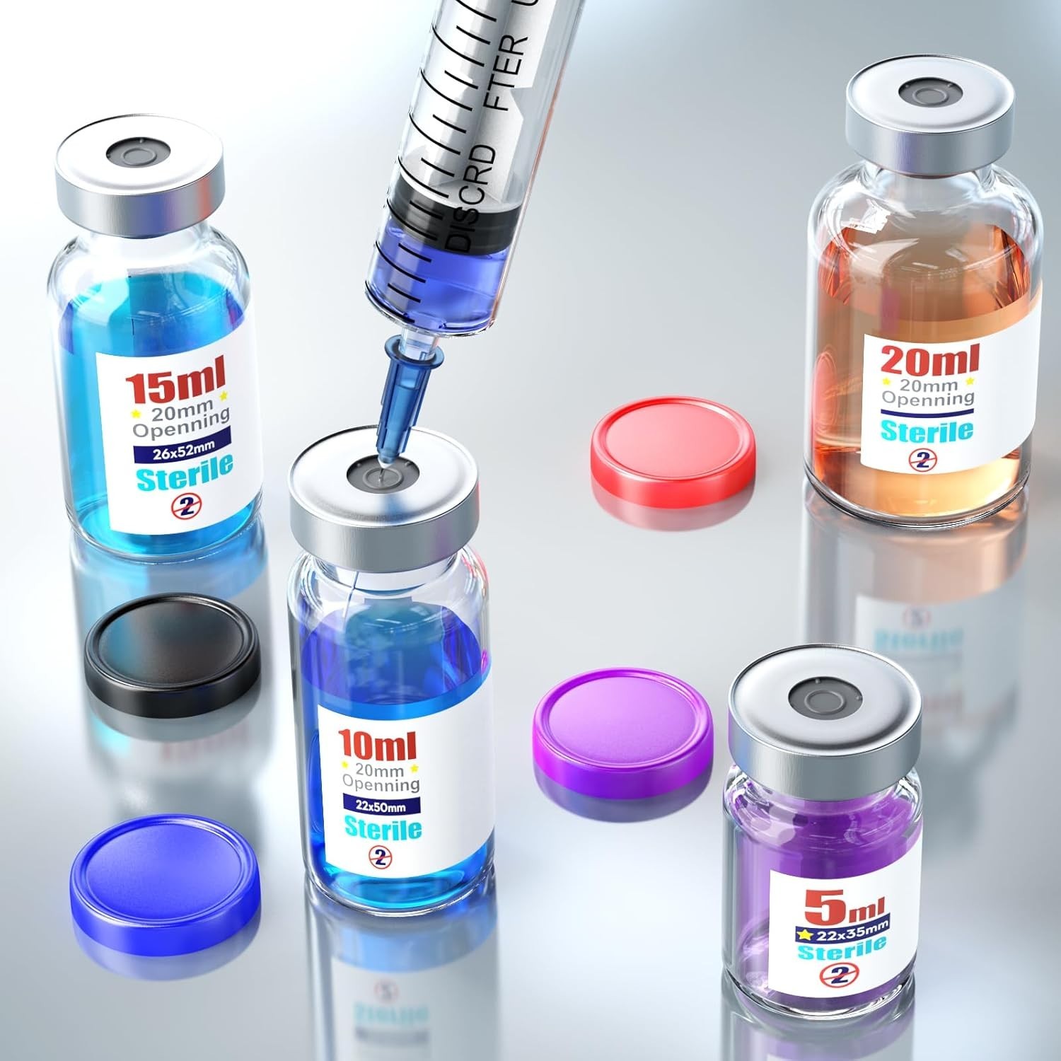 Sterile Empty Vials with Self Healing Injection Port,with Flip Off Aluminum C…