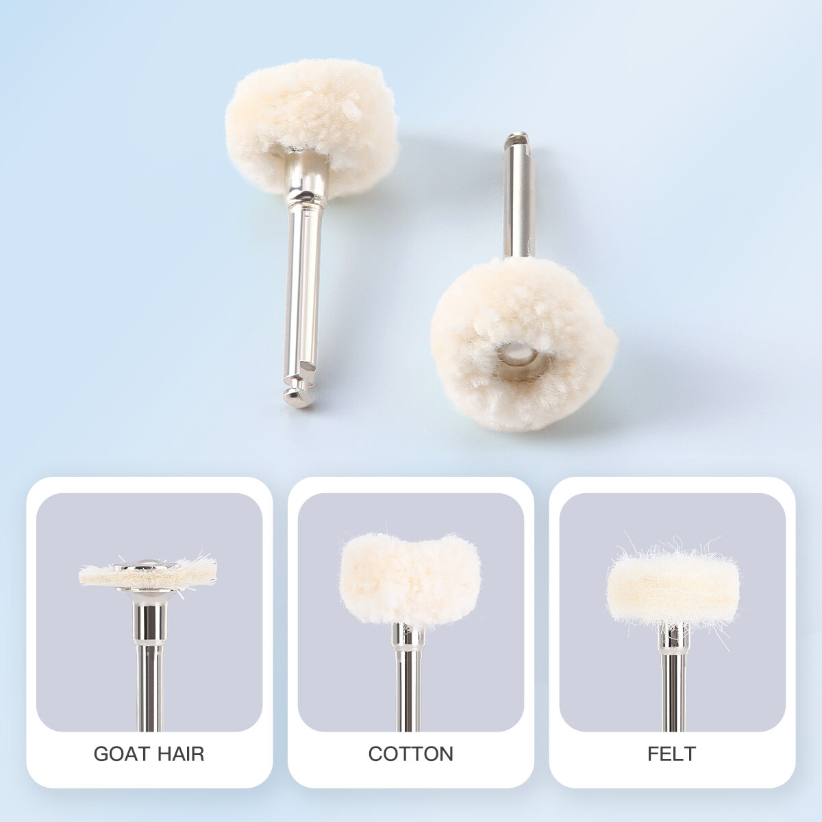 AZDENT Dental RA Goat Hair Polishing Brush Buffing Wheel 2.35mm For Rotary Tools