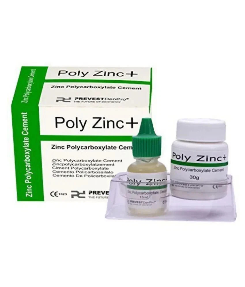 Dental POLY ZINC+ Polycarboxylate Cement Powder 30gm Liquid 15ml Pack free ship,