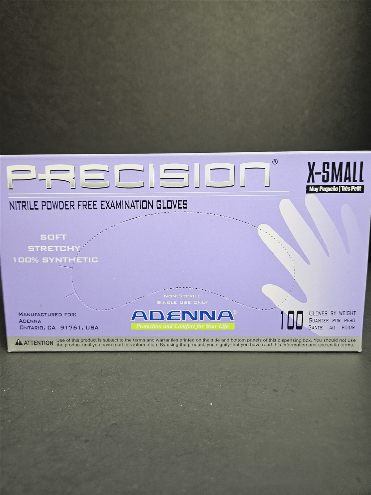 Adenna Precision Nitrile Gloves X Small Powder Free 10 Boxes with 100 Gloves Ea