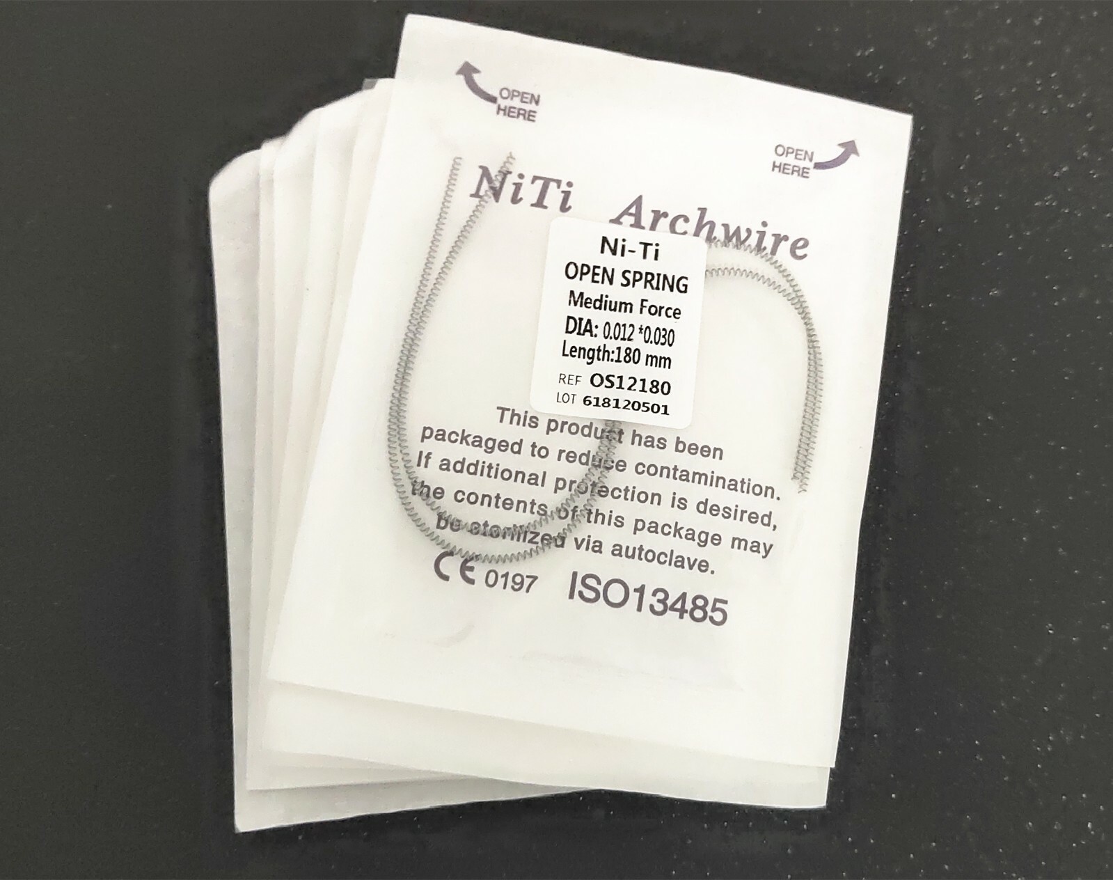 10 Packs 012*180mm Dental Niti Alloy Open Coil Spring Medium Force 2pcs/Pack