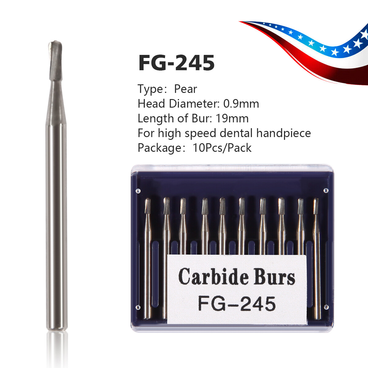Dental FG245 FG #245 Amalgam Prep Operative Carbide Bur 10/Pk