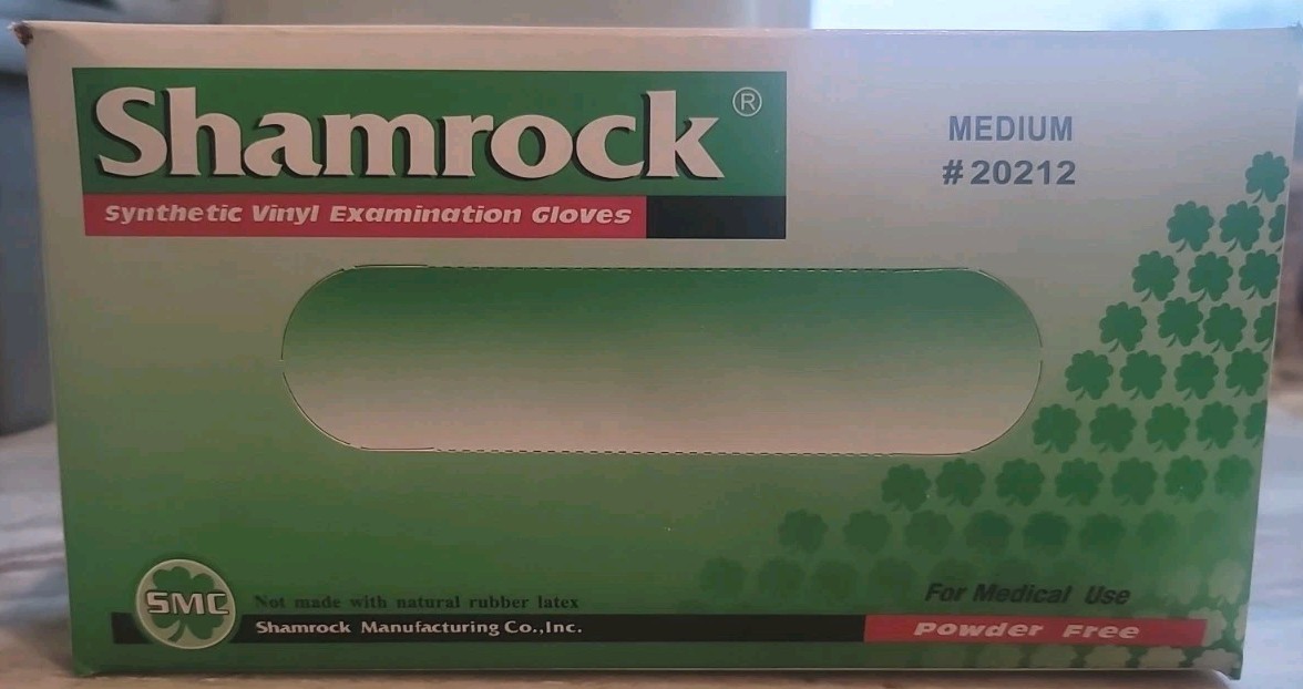 Medium Shamrock Vinyl Exam Gloves