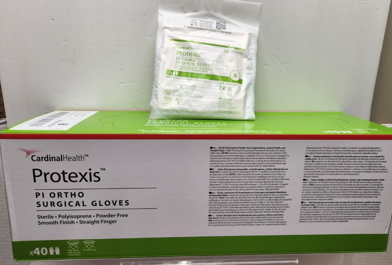 Protexis PI Ortho Polyisoprene Surgical Gloves 1 Box-40 Pair Size 8, EXP 4/2027