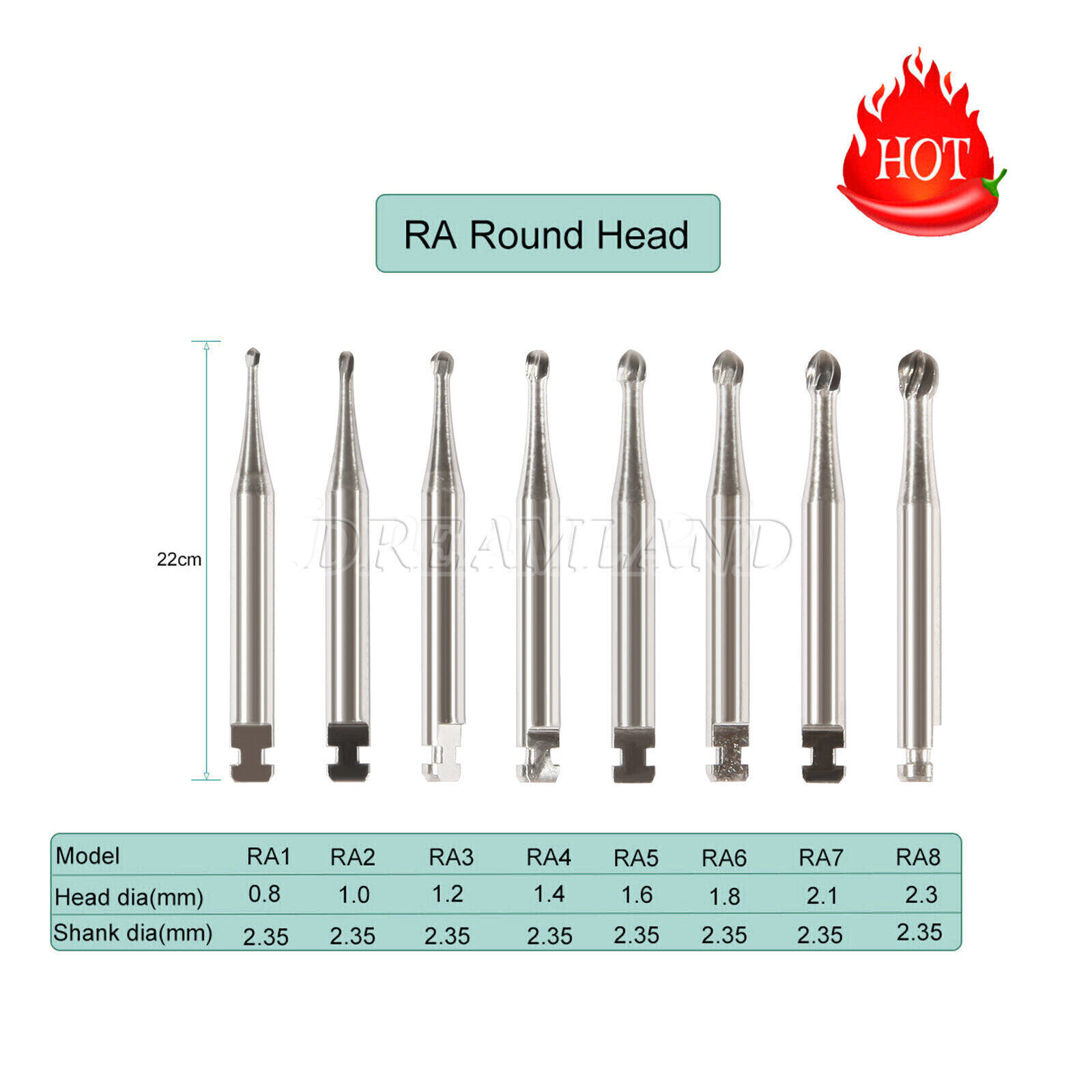 1-10 pack Dental Tungsten Steel Carbide Bur RA Round Burr Low Speed Contra Angle