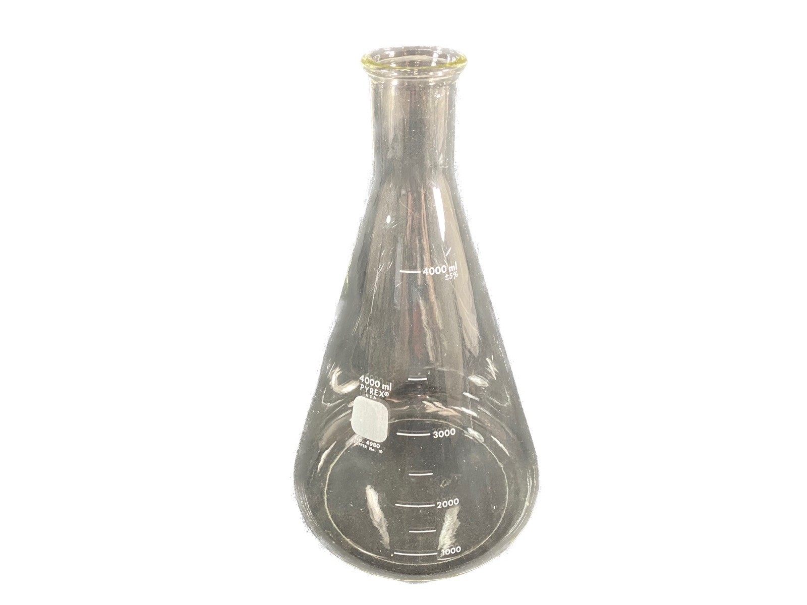 PYREX Glass 4000mL 4L Narrow Mouth Erlenmeyer Flask 4980-4L (1/Pk)