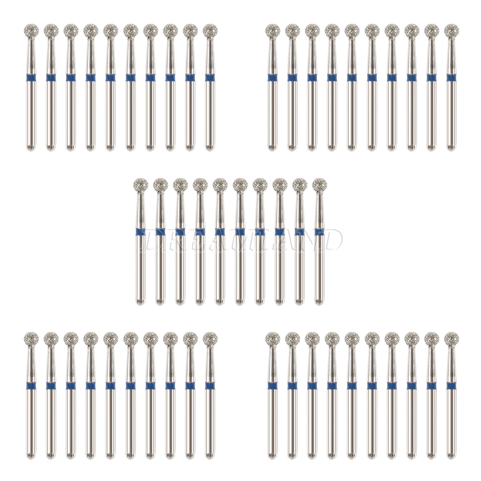 100 pcs Dental Diamond Burs Ball Round FG 1.6mm BR-30 Fit High Speed Handpiece