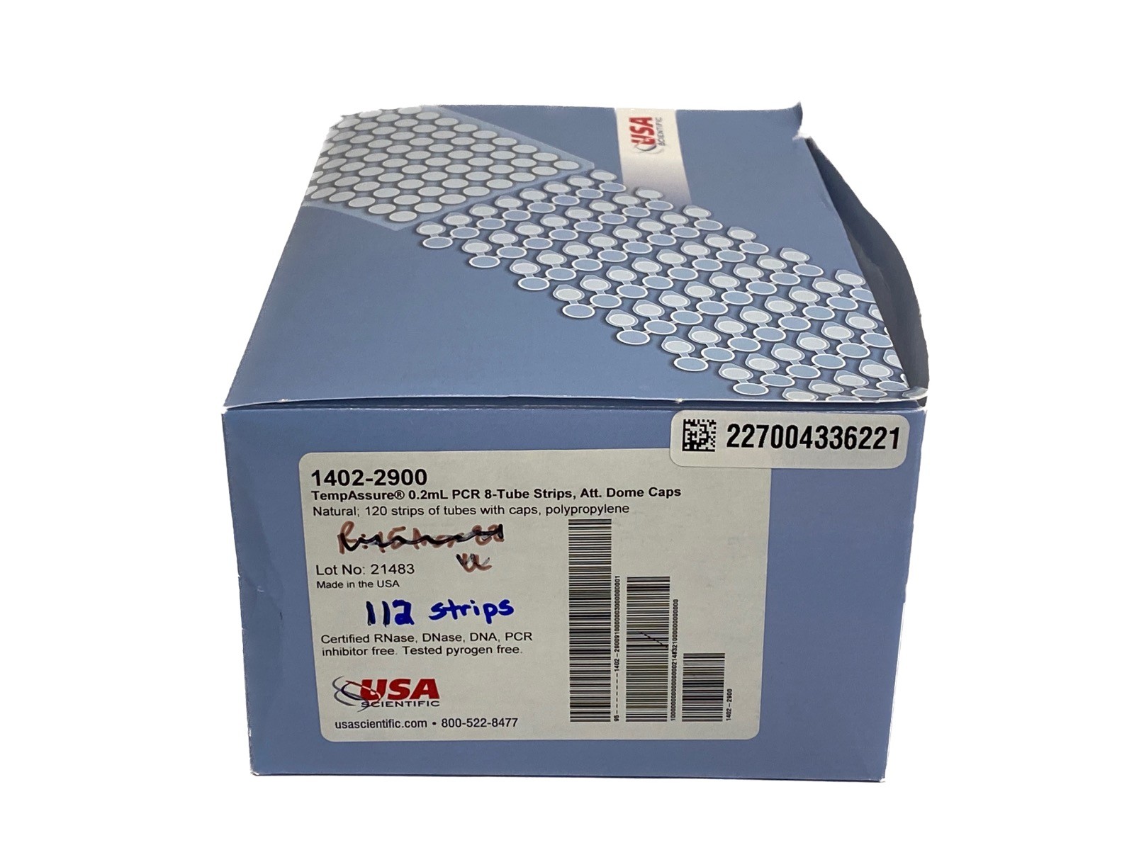 (112) USA TempAssure 0.2mL PCR 8-Tube Strip Centrifuge Tubes w/Dome Cap 14022900