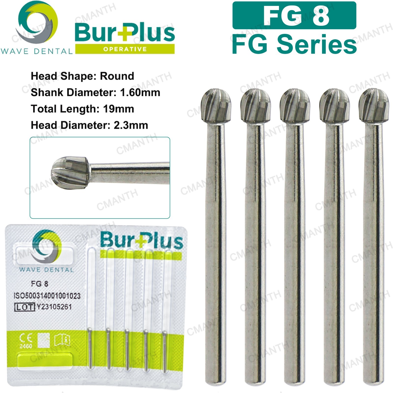 WAVE Dental Burs FG 1-10 Surgical Carbide Bur Friction Grip Round For High Speed