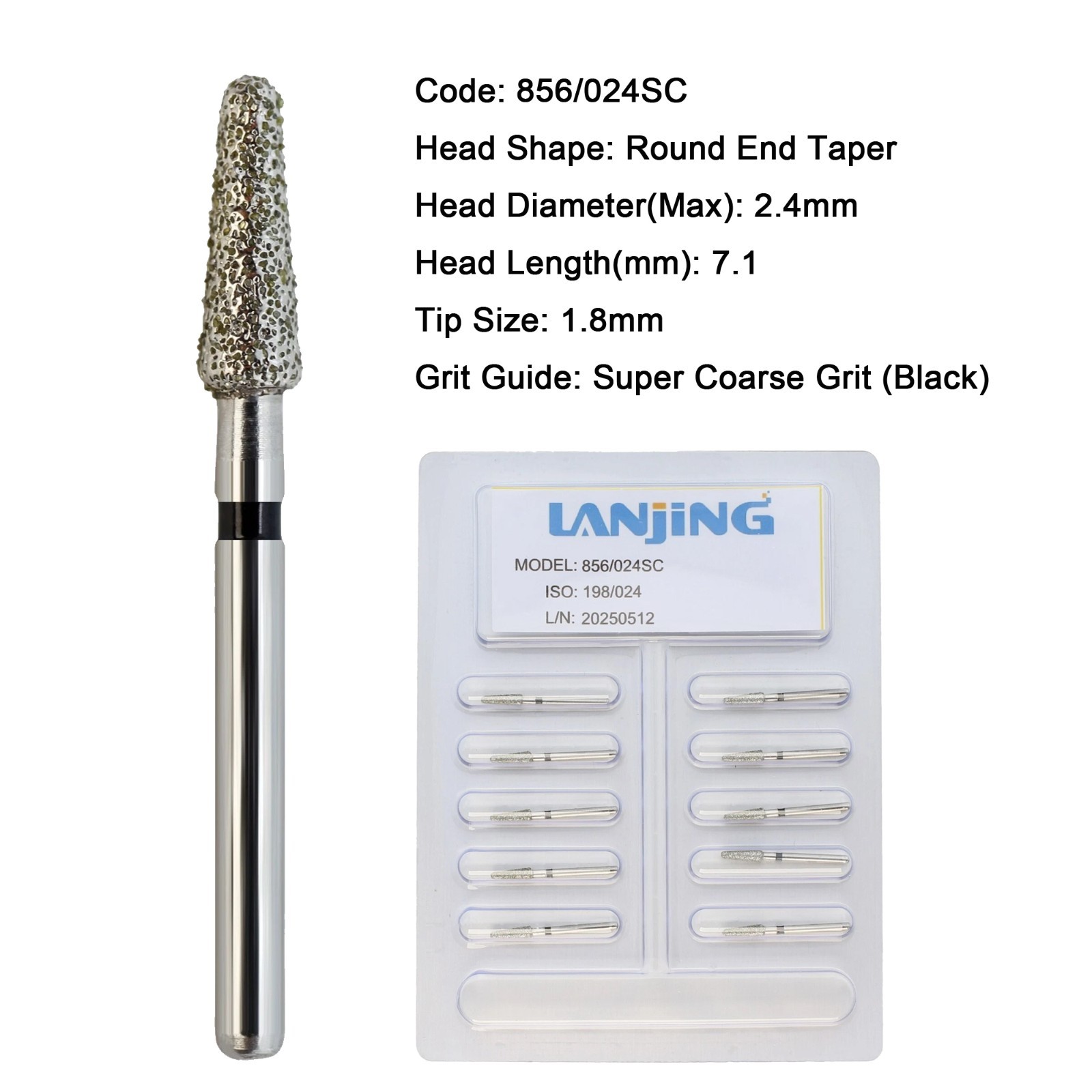 Dental Diamond Burs FG Flat Round End Taper Cylinder Super Coarse High Speed Bur