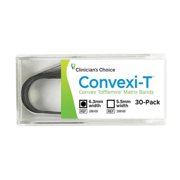 Clinicians Choice 206105 Convexi-T Convex Matrix Bands 0.025 – 6.3mm 30/Pk