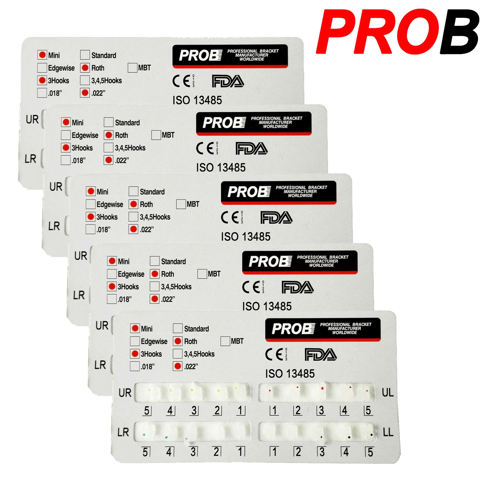 PROB Orthodontic Dental Bracket Ceramic Braces Standard/Mini Roth/MBT 022 3/345H
