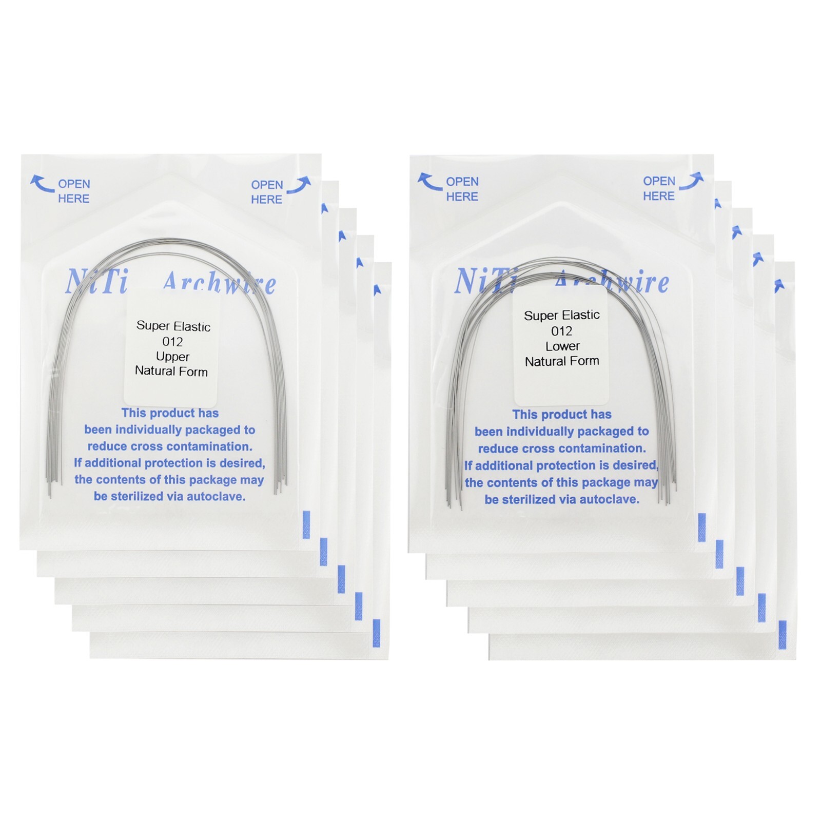 100PCS Orthodontic Arch wires NiTi Stainless Steel Round Rectangular Natural U/L