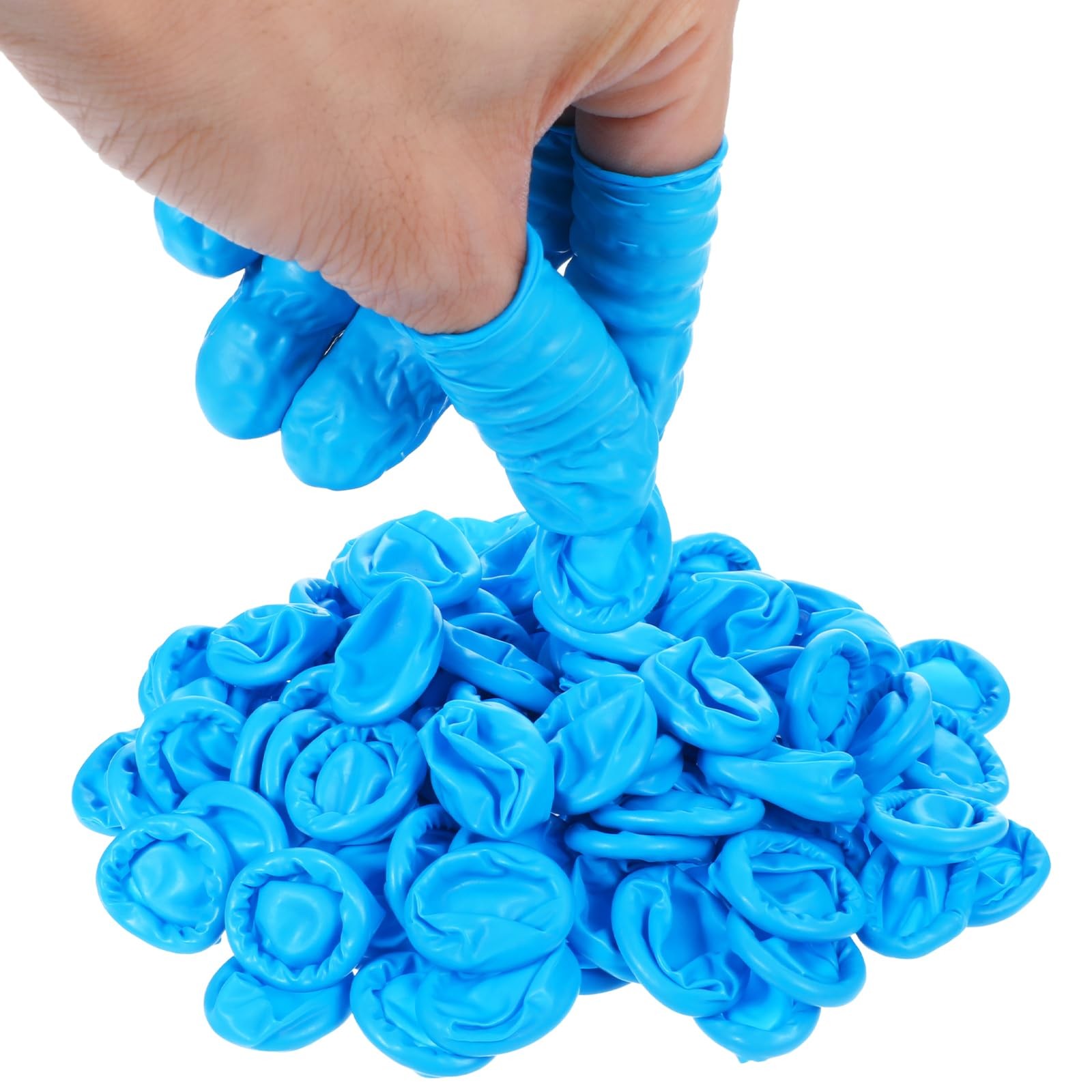 Kifmurase 100 PCS Large Disposable Nitrile Finger Cots, Large, Blue