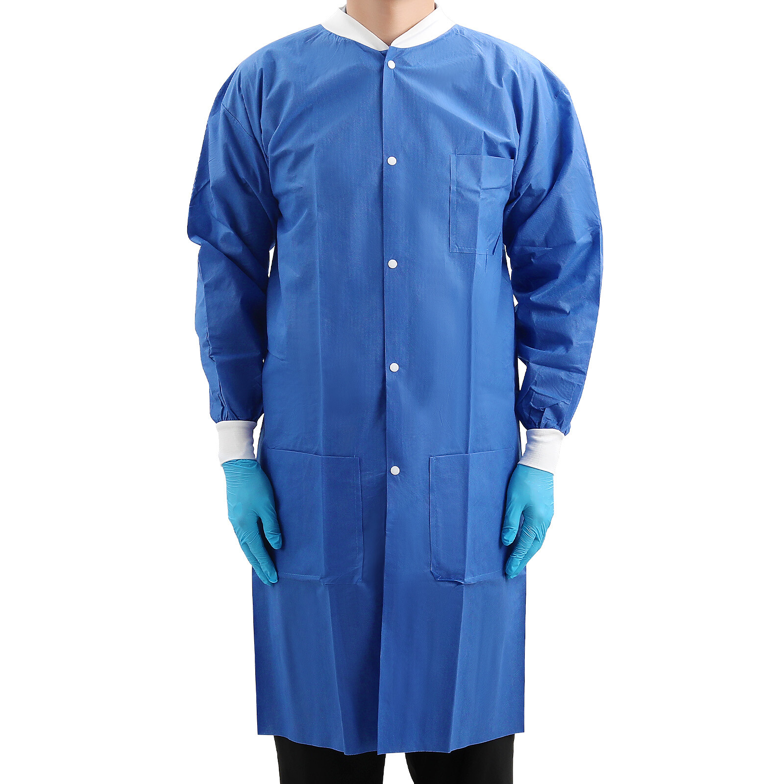 50Pcs Dental Medical Disposable Coats For Men Women Snaps Full Sleeve SMS