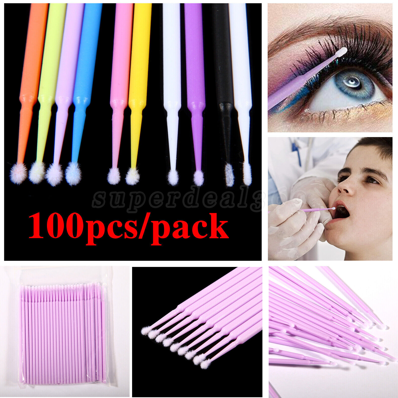 Dental Micro Applicators Disposable Makeup Eyelash Brush Swab Mascara Wand