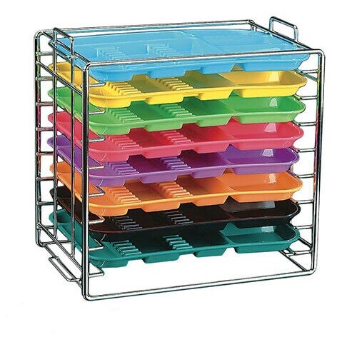 Plasdent Dental Medical Chromed Steel Instrument Tray Rack 8 Position for Size B