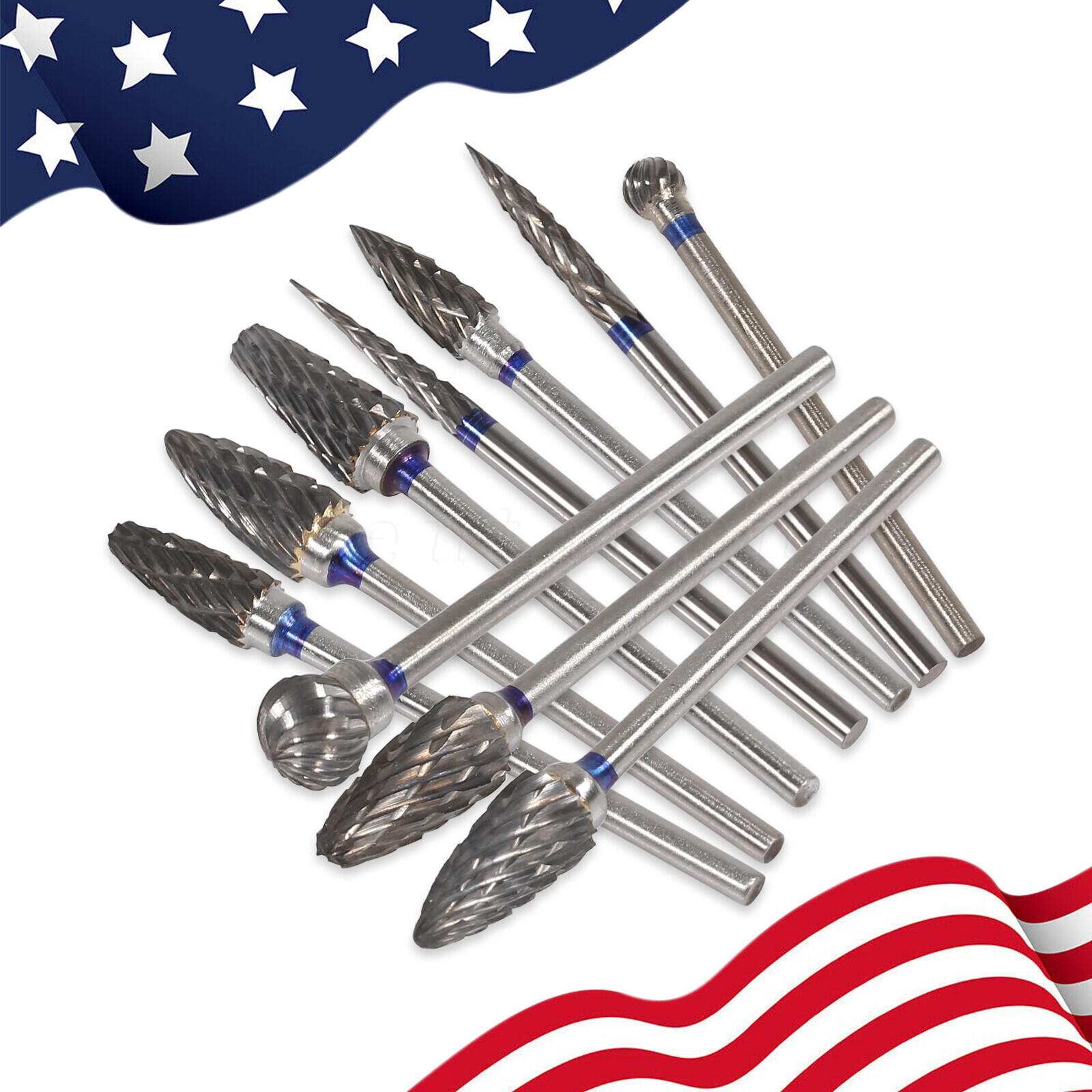 10 Pcs Dental Lab Tungsten Steel Carbide Burs Polishing Bur Drills HP 2.35mm