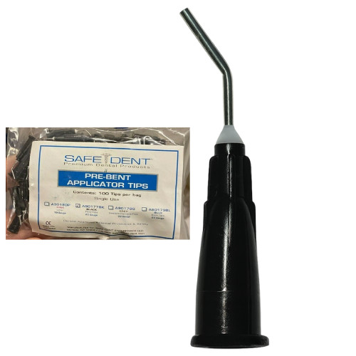 Safe-Dent Pre-Bent Applicator Tips Dental Flow Dispensing Black – 2500pcs