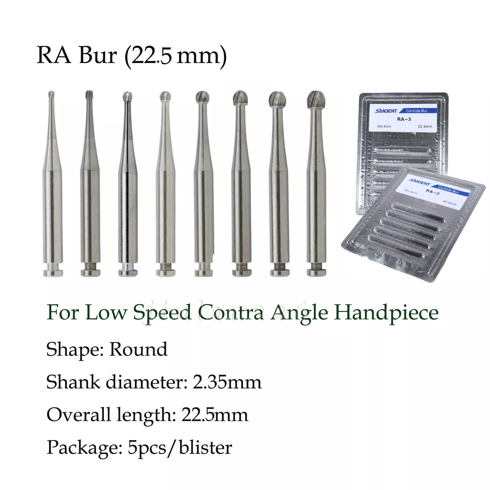 5-100 8 Types Dental Round Carbide Bur for Slow Speed Latch Type RA 1# – 8# Burs