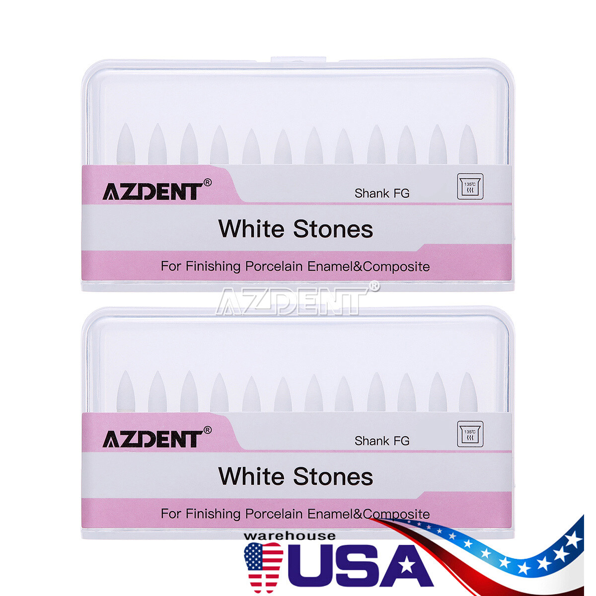 AZDENT Dental Flame White Stone Polishing FG Burs Fl2 Abrasion Point Bur Polish