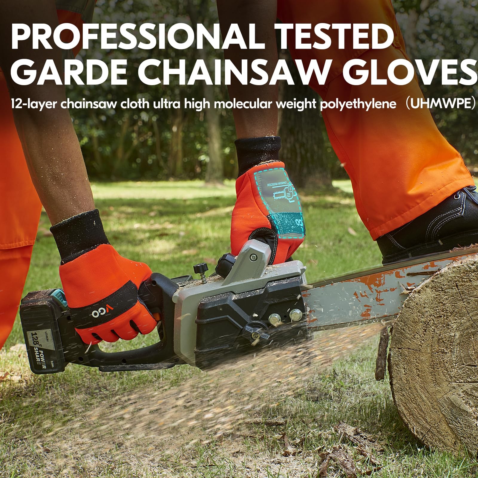 Vgo… 1Pair Chainsaw Gloves 12-Layer Chainsaw Protection On Left Hand Back