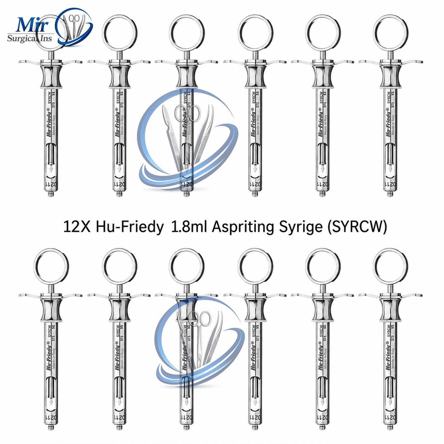 Dental Aspirating Syringe Lot of 12 Hu-Friedy Style SYRCW 1.8ml