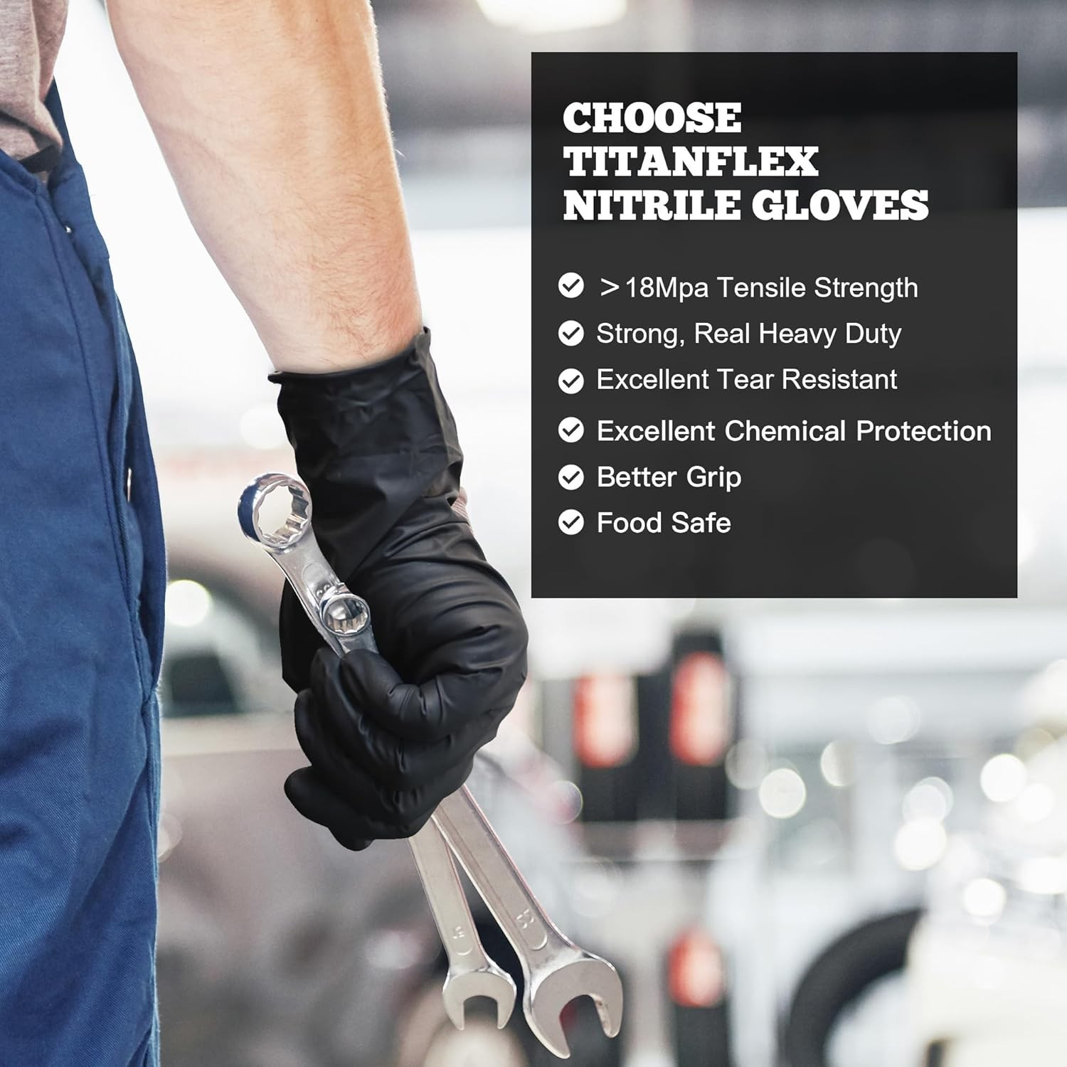 Black Nitrile Exam Gloves 6Mil Disposable Heavy Duty Latex-Free Food Safe