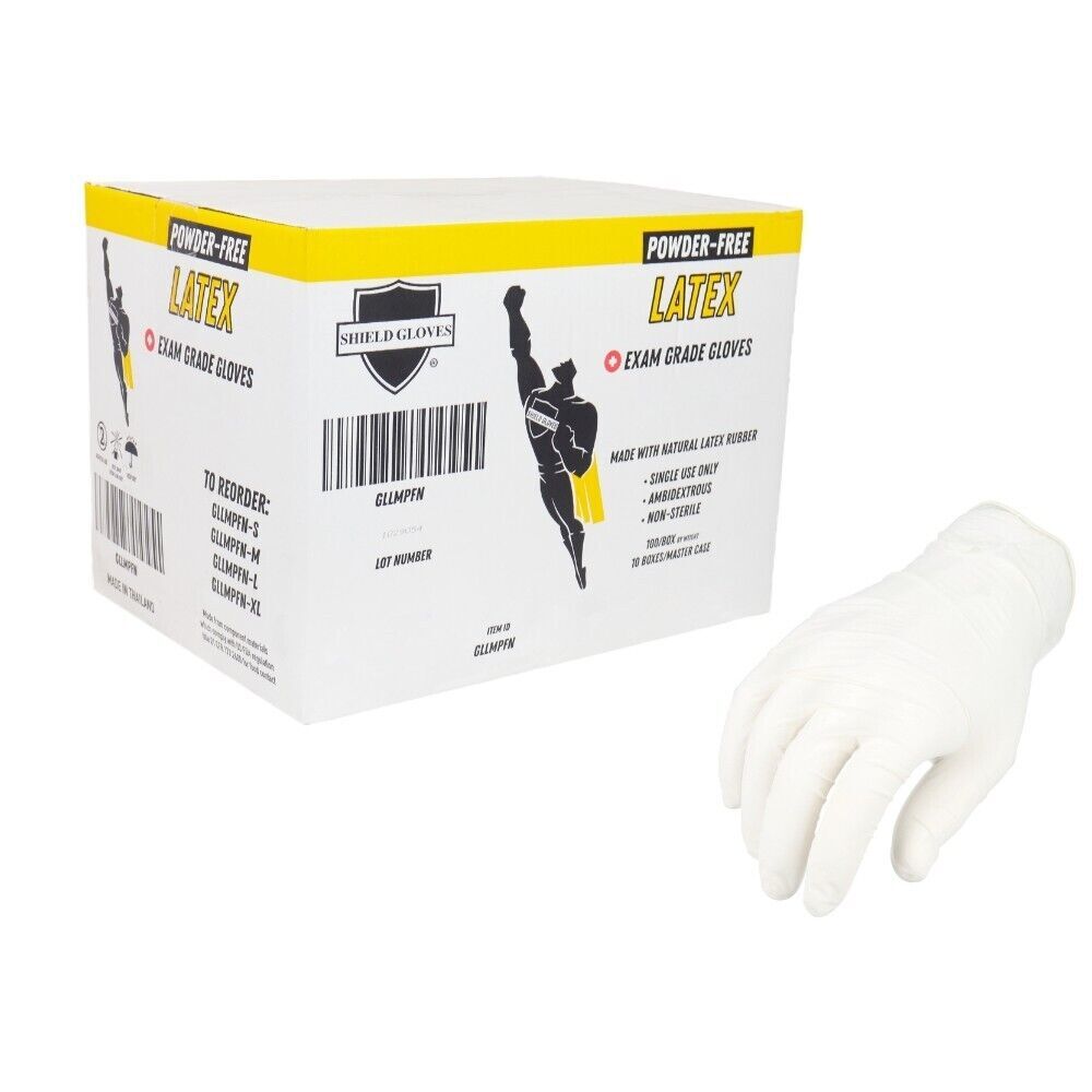 [1000 Pieces] Latex Gloves Powder-Free, 4.5 Mil, Non-Vinyl, Hand Glove – Medium