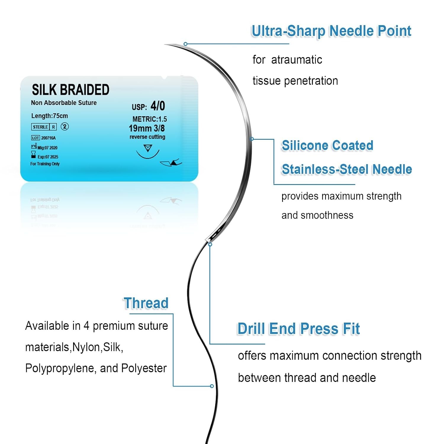Suture Practice Kit with 240g Silicone Training Pad, Reusable Stitching Pract…