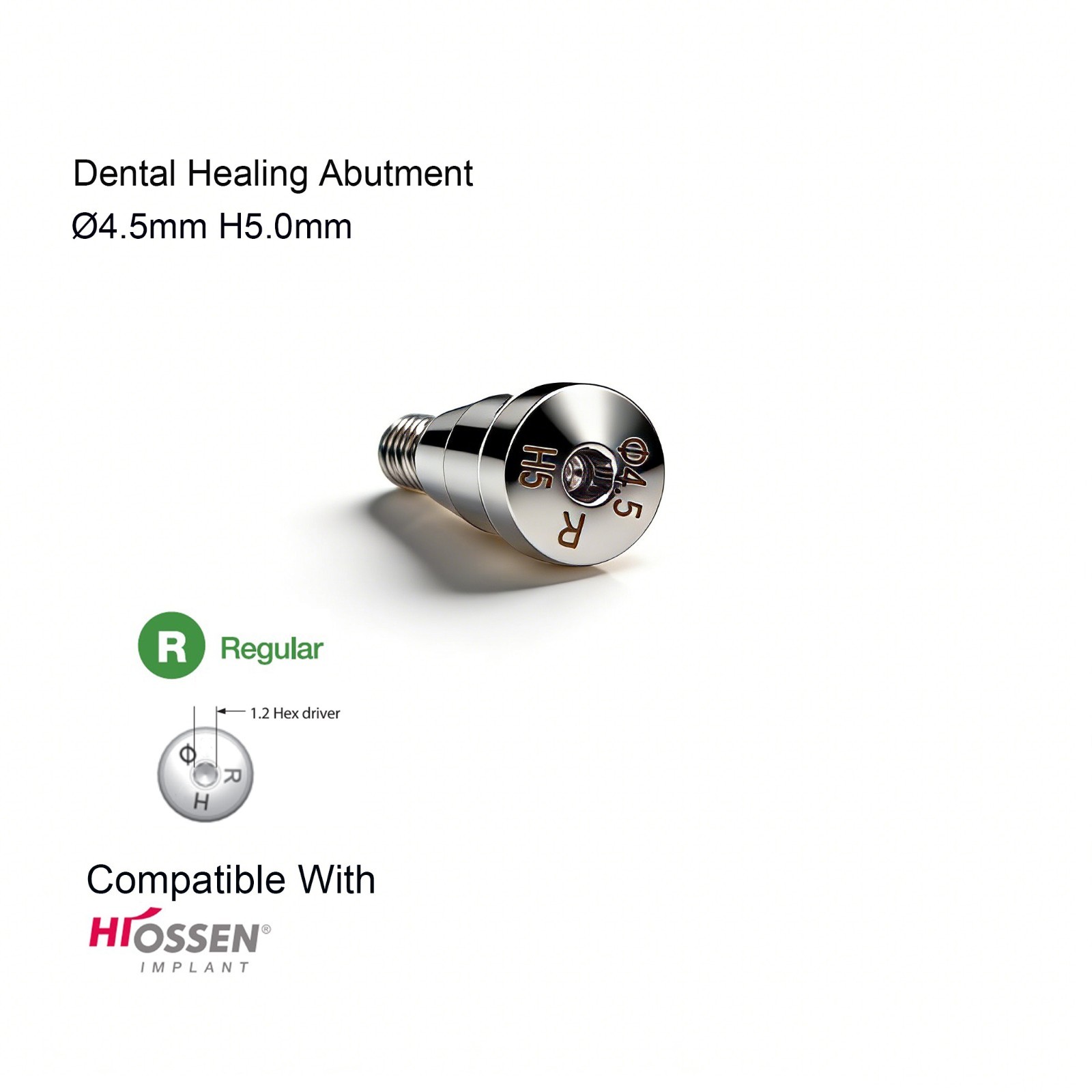 Dental Healing Cap Abutment Regular Platform Compatible Hiossen ET Conical 5.0mm